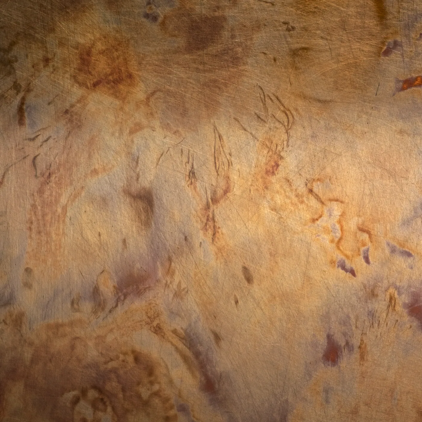 Burnished brass surface, close-up detail