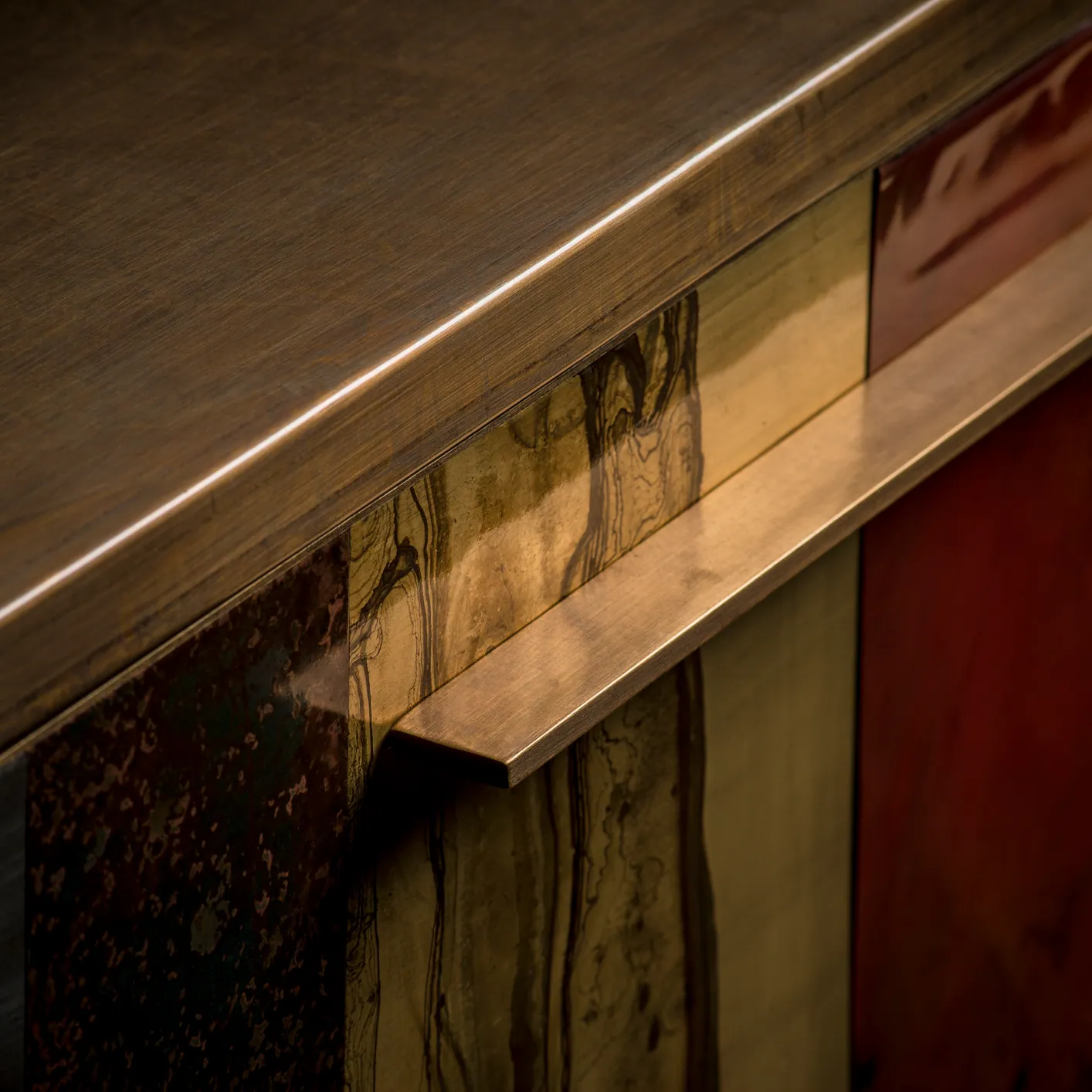 Handcrafted metal surface being worked in the workshop