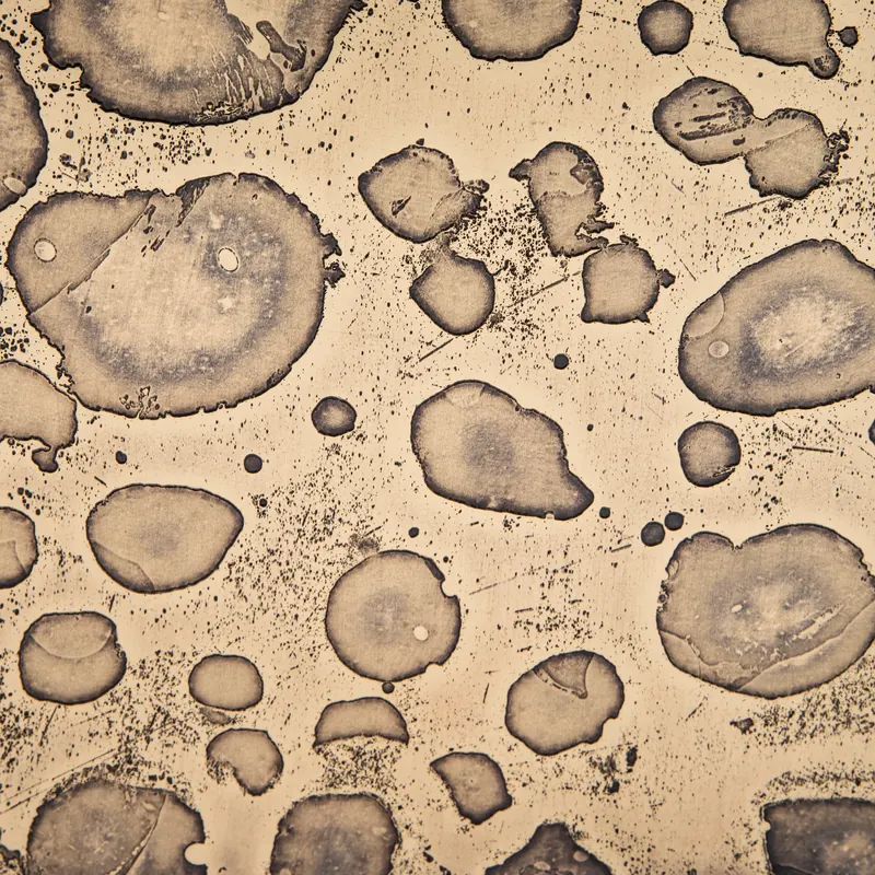 Brass swatch: bubbles burnished