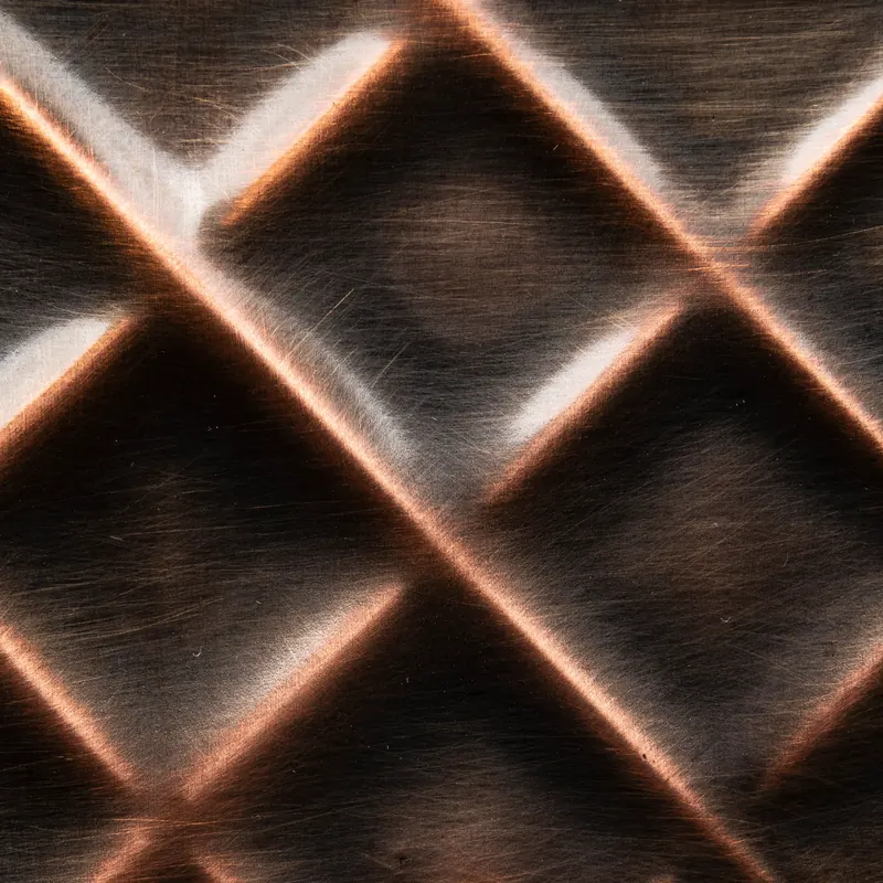 Copper swatch: diamond hammered burnished