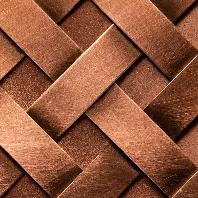 Copper swatch: mesh with backing burnished