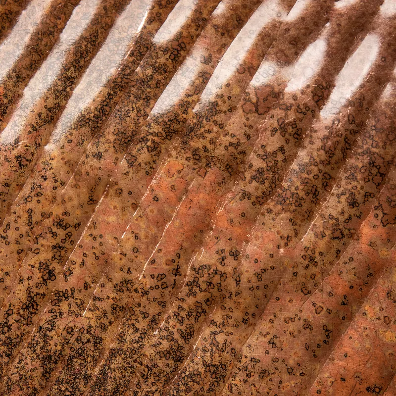 Copper swatch: wood effect hammered cretese